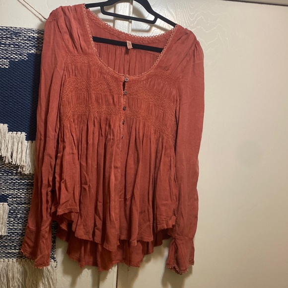 NWT Free People Blue Bird Smocked Peasant Blouse ⭐️ - Picture 3 of 8